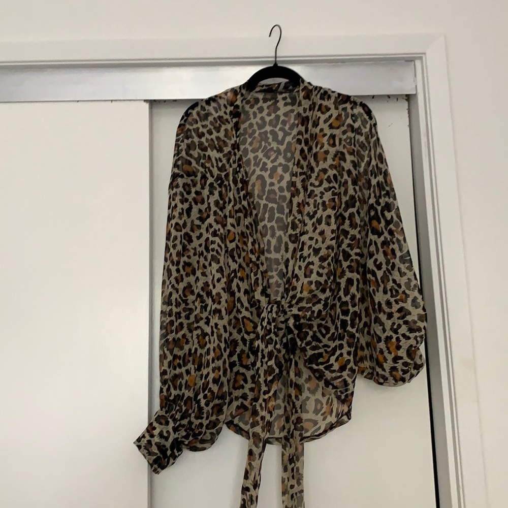Free People Leopard Wrap Top